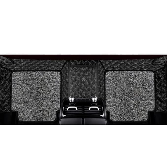 Image of NEXTA 7D Premium Faux Leather Custom Fitted Car Floor Mats for MG Majestor - 7 Seater (All 3 Rows) Double Stitching II 7 Layer Protection 100% Waterproof & Washable(Black & Silver Stiching)