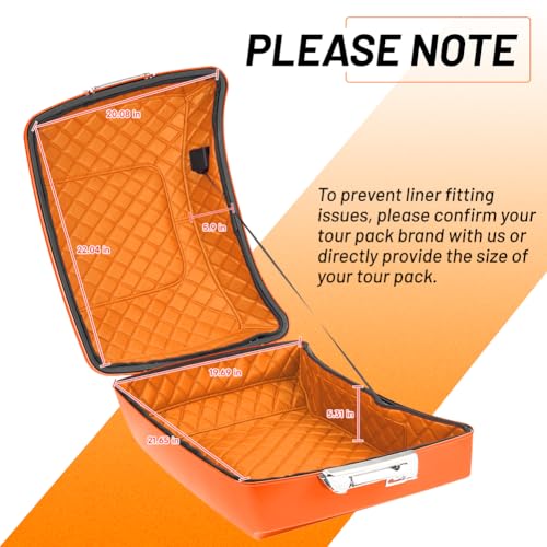 Chopped Tour Pack Liners para Harley con Bolsillos, Costura Naranja, Reducción de Ruido, Compatible con Road King/Street Glide/Electra Glide 2014-2026 miniatura 5