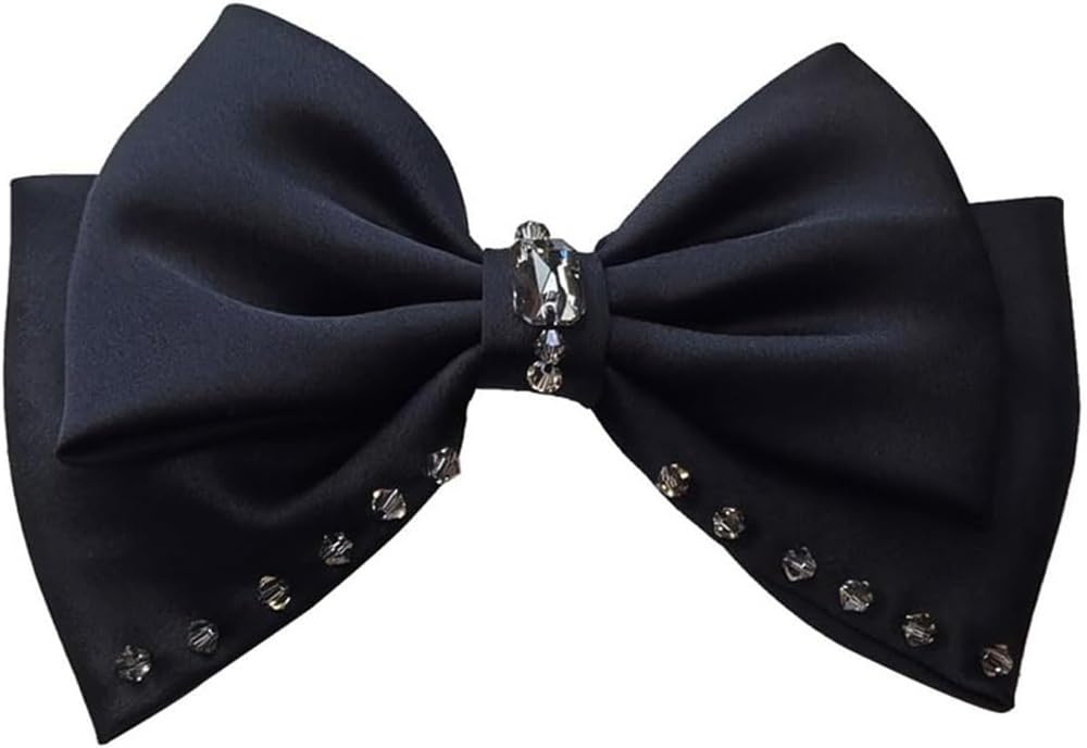 Crystal Bow Hair Clip Spoon Top Horizontal Spring Hairpin Elegant Hair Accessory for Women Daily Ponytail Party Styling