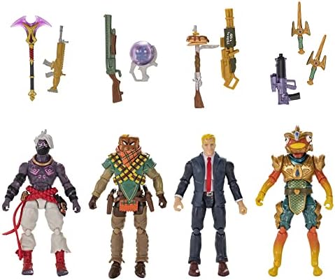 Fortnite Solo Figures Squad Mode, Four 4-inch Highly Detailed Figures with Weapons and Harvesting Tools