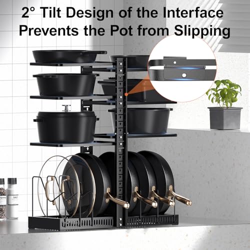 LAMU-Pots-and-Pans-Organizer-under-Cabinet-Adjustable-Height-Up-to-24-6-Tier-Pot-Organizer-Rack-with-6-Horizontal-Dividers-Adjustable-Pot-and-Pan-Organizer-for-Kitchen-Storage-Black