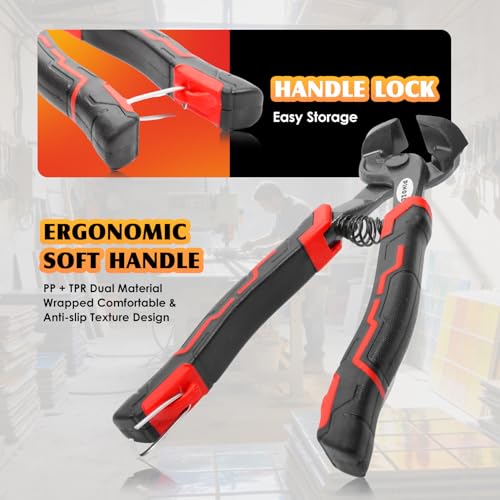 Image of PINOZE 2-Piece Glass Tile Nippers Set - Heavy Duty Wheeled Glass Mosaic Nipper & Hd Ceramic Tile Cutter Pliers with Handle Lock - Shapping Pliers Cutting Tools, Stone, Metal