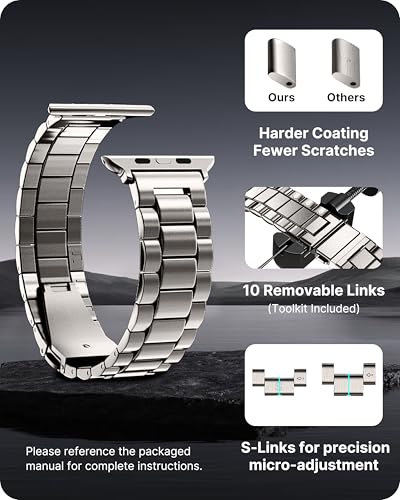 Image of Fullmosa Metal Band with Case for Apple Watch 49mm Ultra 3 2 1 | Stainless Steel Strap for Men Women Professional Office Starlight