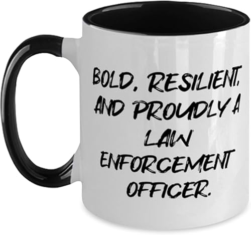 Motivational Law enforcement officer Gifts, BOLD, Best Birthday Two Tone 11oz Mug Gifts For Men Women From Friends, Funny cop gifts, Gag gifts for