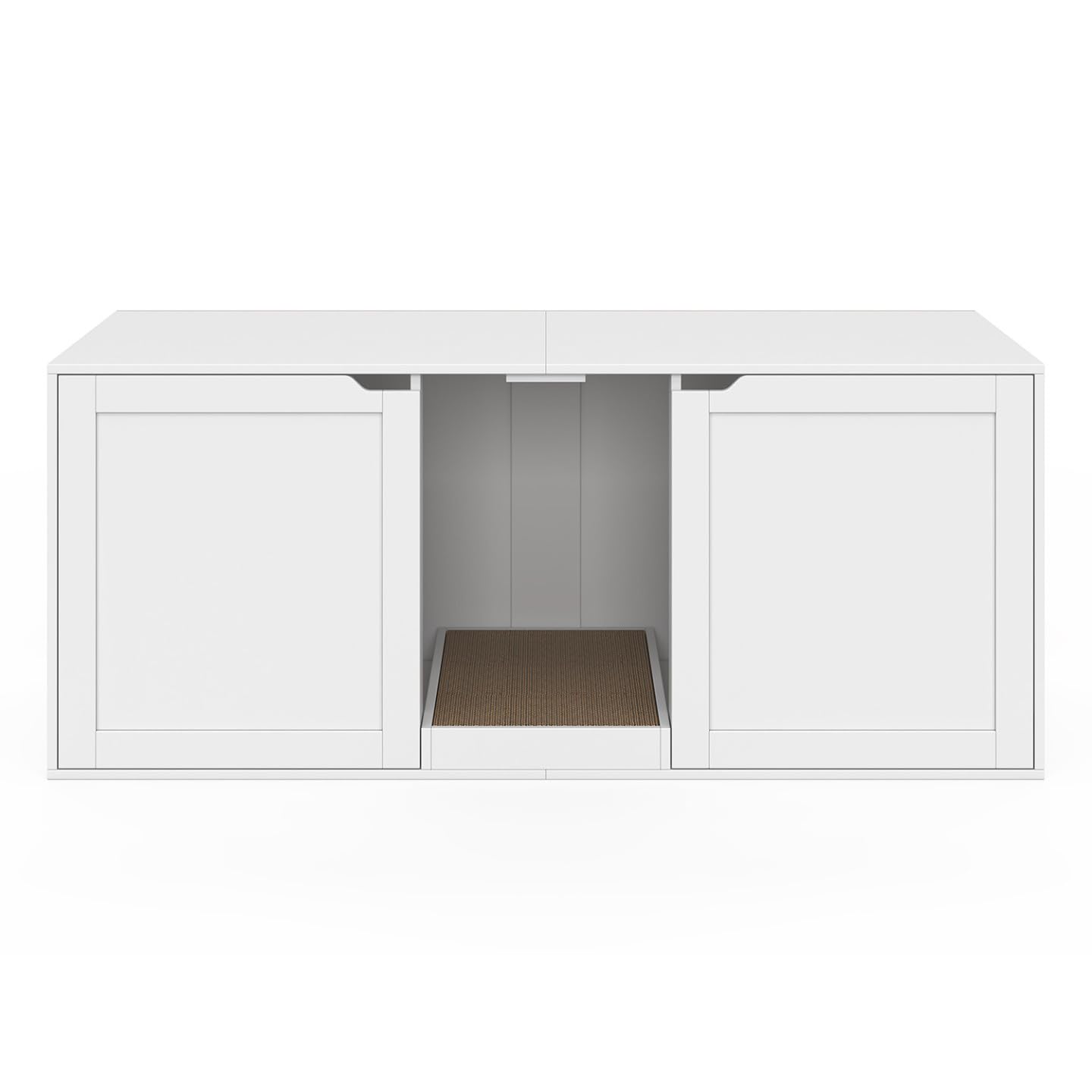IDMarket - Maison de Toilette Chat XL Cache-litière 2 Portes et griffoir Bois Blanc