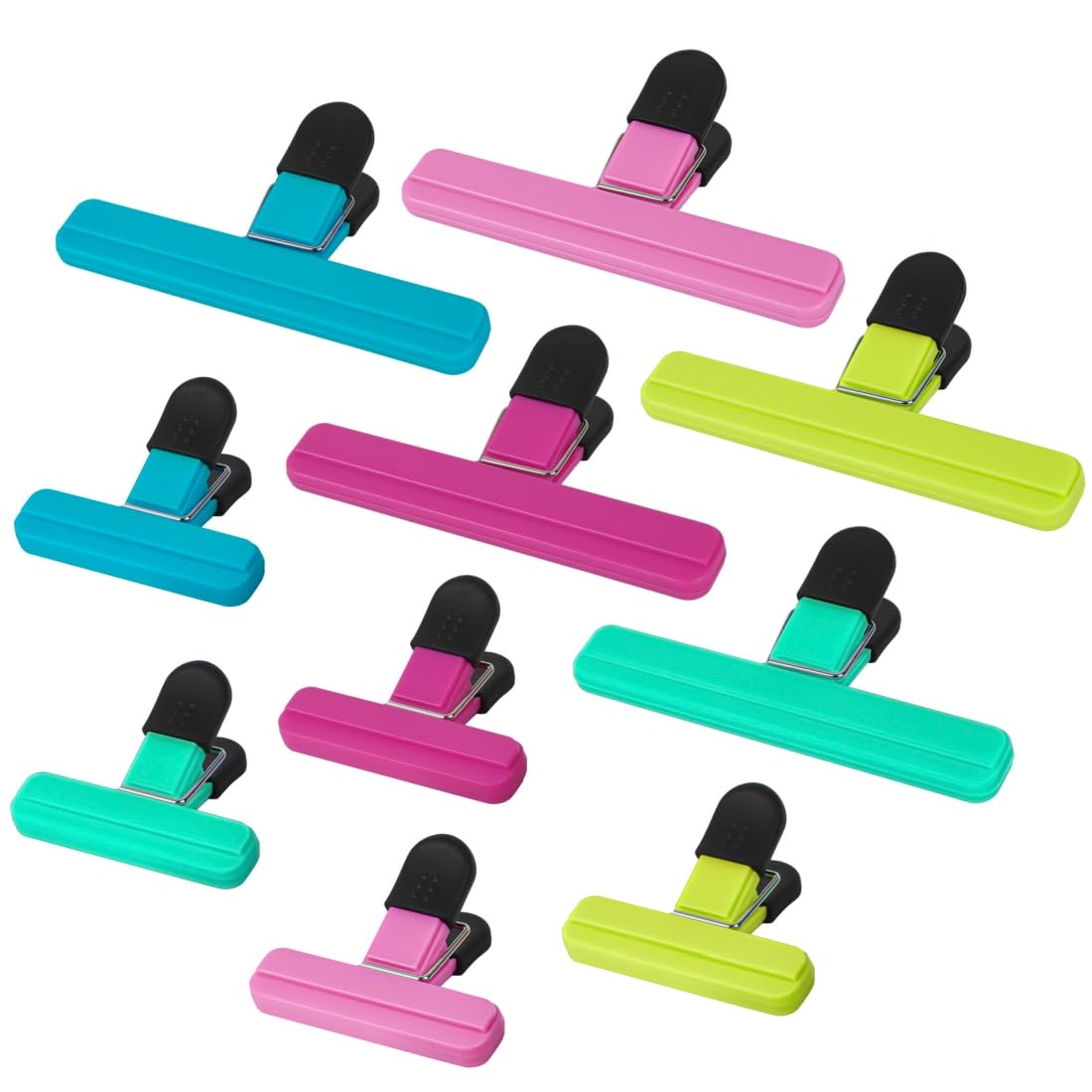 Chip Bag Clips - 10 Pack Large Food Clips with Air Tight Seal (Assorted Sizes and Colors)