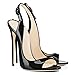 Imagen de Mettesally Sandalias Mujer Negros Verano Cómodas Elegantes Tacones Mujer Peep Toe Puntera Abierta Slingback Talón Descubierto Tacón de Aguja Tacón Fino Zapatos Taco Alto Vestir Fiesta Boda 39