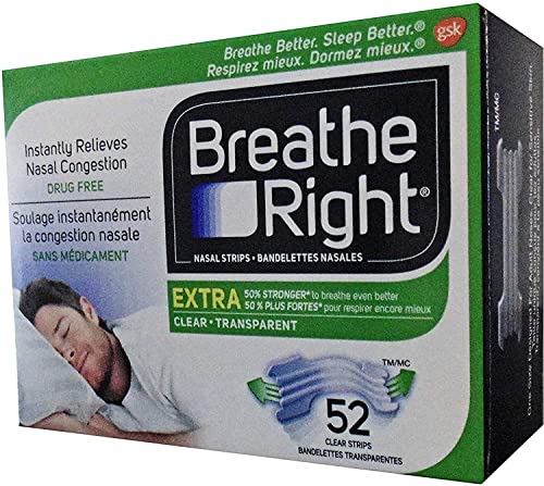 Breathe Right Extra Nasal Strip, 52 Strips (Clear)
