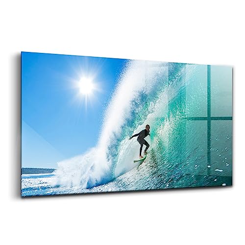 Peinture murale en verre Wallfluent 140x70cm Surf à Hawaï