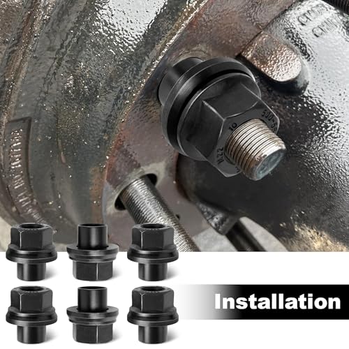 Image of 6PCS Two-Piece 19mm Sleeve Flanged Wheel Lug Nuts, M22x1.5 Hex 33mm for Heavy Duty Truck Semi Truck Fit Steel Dual Wheels with Hub Piloted Seat & 26mm Bolt Hole Size (6)