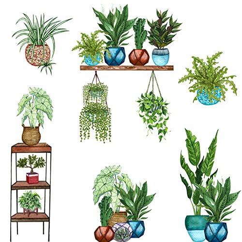 Tropical Vine Plant Potted Wall Stickers, Removable Green Plants Leaves Garden Decal Decor, Diy Art Murals Wallpaper For Living Room Bedroom Kitchen Nursery Home Décor #TOP1