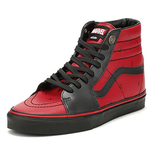 Vans SK8-Hi Youth Size 6 / Womens Size 7.5 Marvel Deadpool Red Black Leather Skateboarding Shoes