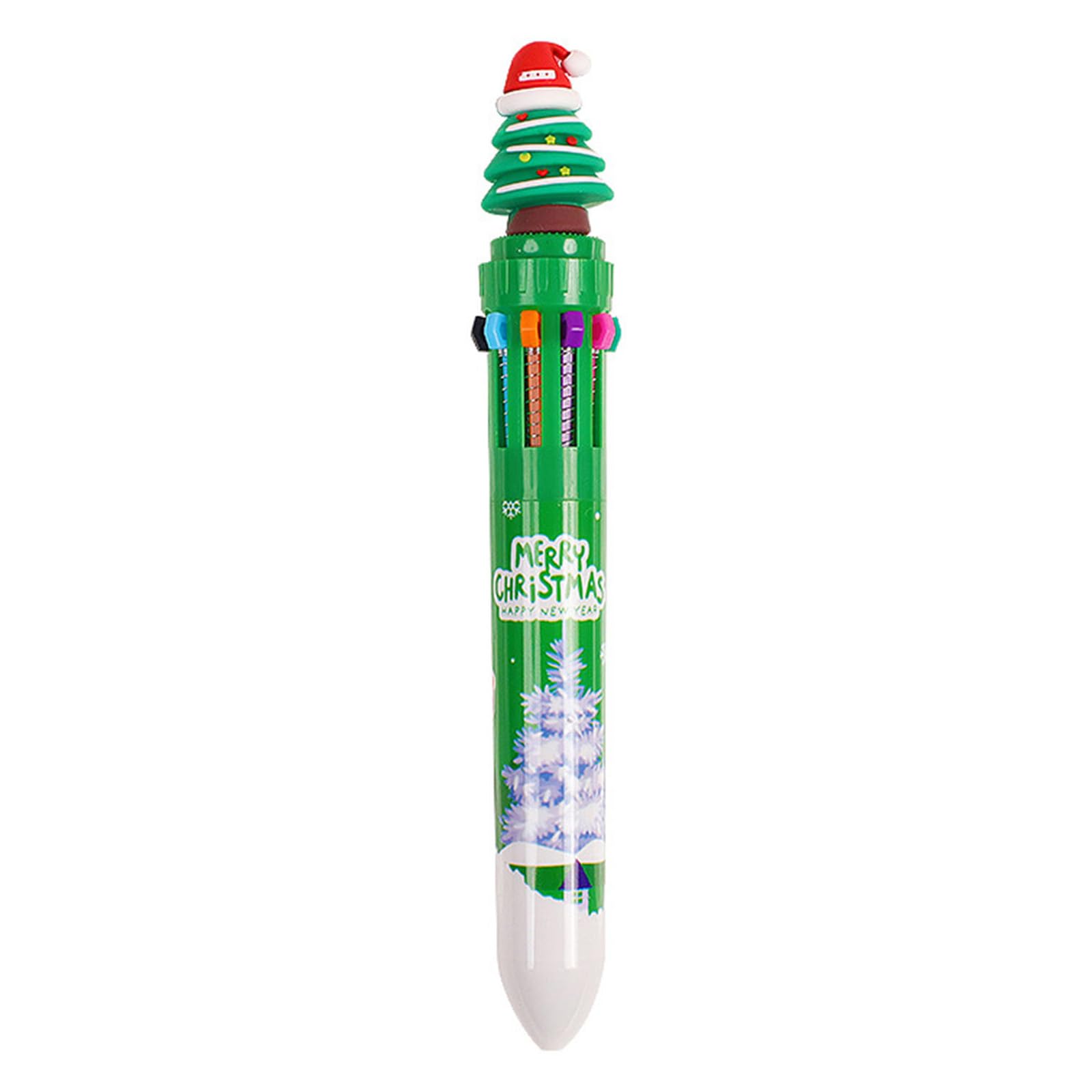 Retractable Multicolor Pen Christmas Ballpoint Pen for Student Calss Reward Christmas Party Favor