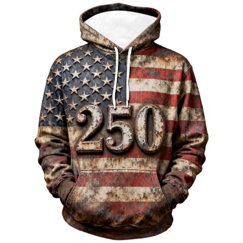 Sweat à capuche imprimé patriotique avec cordon de serrage ajustable