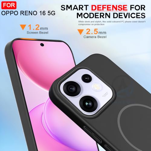 Image of AESTMO Shockproof Back Case Cover for Oppo Reno 16 5G | Slim Hard Shell | Hard Back Cover for Oppo Reno 16 5G (Compatible with MagSafe Accessories, Black)