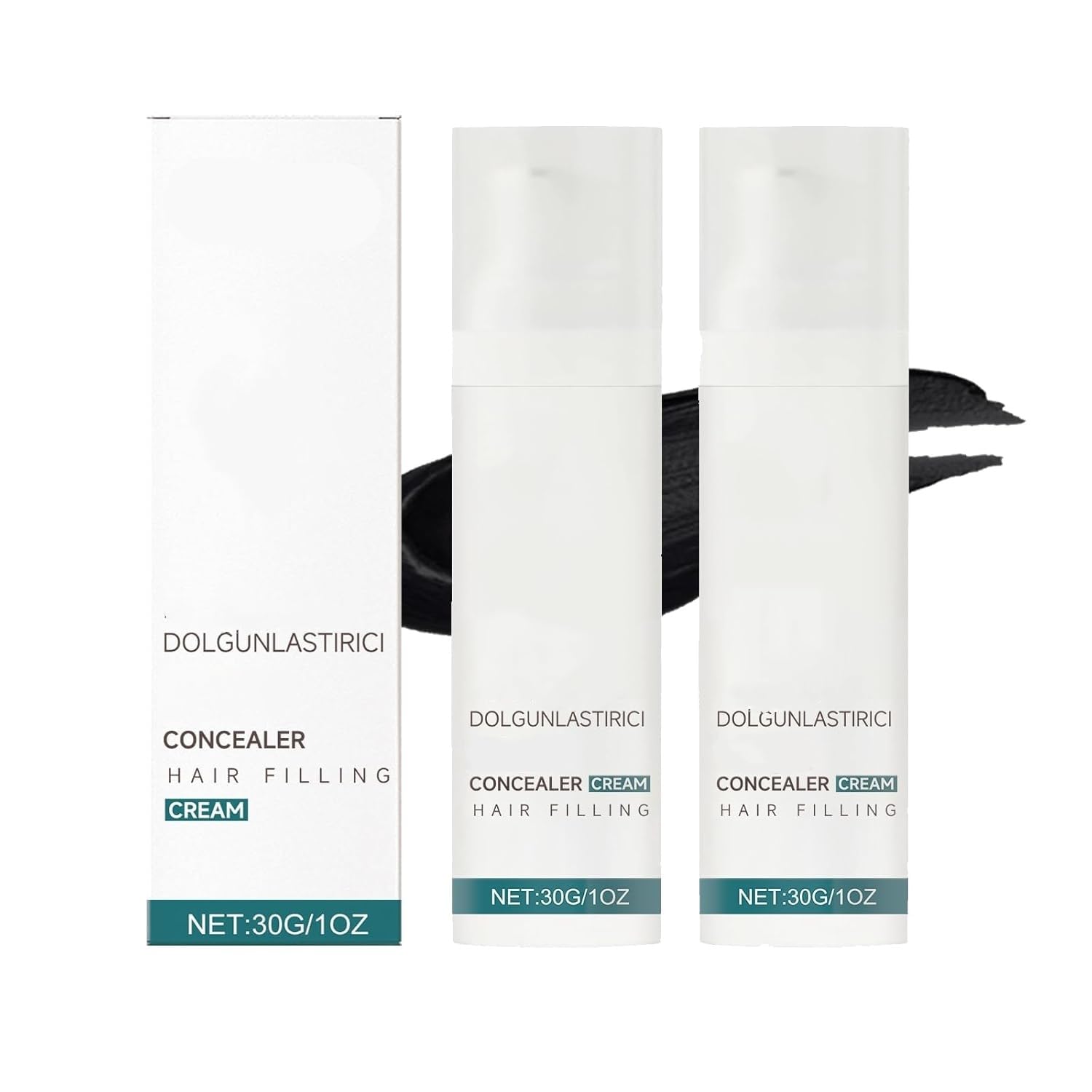 Crème anti-cernes, soin capillaire quotidien, cache les zones chauves, couvre les zones clairsemées en quelques secondes, modifie la texture du cuir chevelu et masque les démarcations.