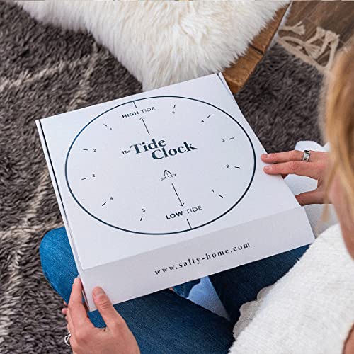 Salty Home - Tide Clock - Coastal Decor - 12.2Inch Wall Clock - Premium Wood Dial - Silent Clock Movement - Quartz Mechanism - Battery Operated - Atlantic Coast Classic White #TOP5