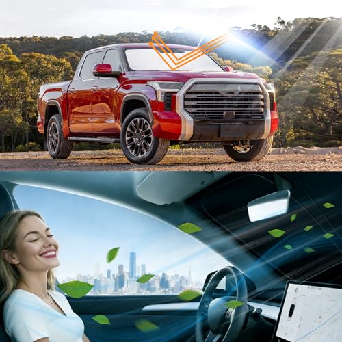 Image of Windshield Sun Shade for 2022 2023 2024 2022-2026 Tundra for Toyota | Foldable, Full covered for windshield, Block UV Rays, Heat Reduction, Easy to install, Keeps Car Cooler