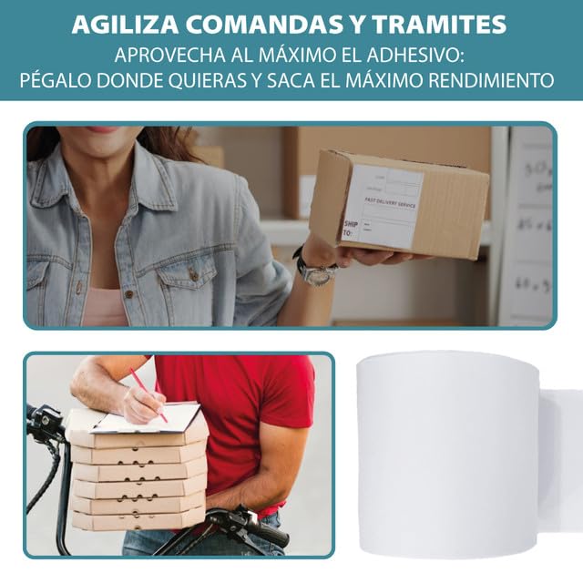 50 Rotoli di Etichette Termiche Adesive 80x80 - Carta Adesiva e Termica | Carta Continua, Compatibili con Stampanti di Etichette e Etichettatrici Termiche, Uso per Magazzino, Ufficio e Casa