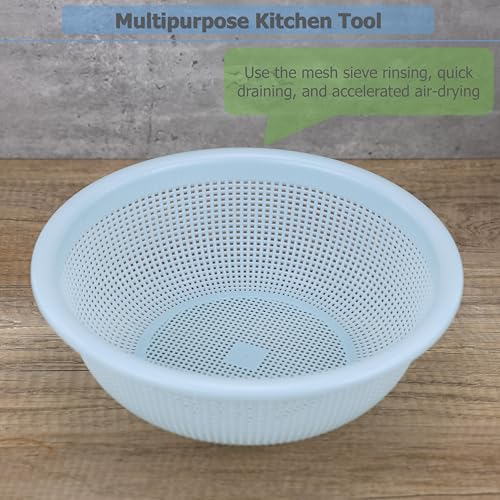Image of EIKS 3 Pack Plastic Colander Baskets Mesh Sieve, 10-inch Diameter