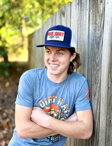 Image of Red Dirt Hat Company Aztec Print Adjustable Snapback Hat (US, Alpha, One Size, Faded Denim - Navy /White)