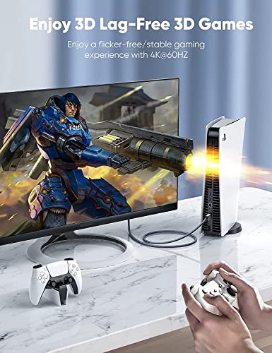 8K 60HZ HDMI Cable, Capshi HD 48Gbps High Speed HDMI Braided Cord-4K@120Hz 8K@60Hz, DTS:X, HDCP 2.2 & 2.3, HDR 10 Compatible with TV, PS4 PS5,Monitor,PC and More (20 Feet) - Thumbnail 2