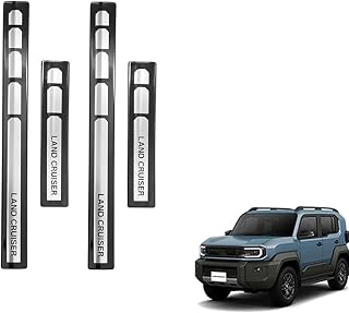 FOR 新型 ランダークルーザーFJ ランクルFJ TRJ240 (2026年5月〜現行) ステンレス製 ドアシルプレート 4点セット 内蔵/外付け 選択可能 キズ防止 車外アクセサリ 新型 ランダークルーザー アクセサリー (ブラックチタンバージョン)