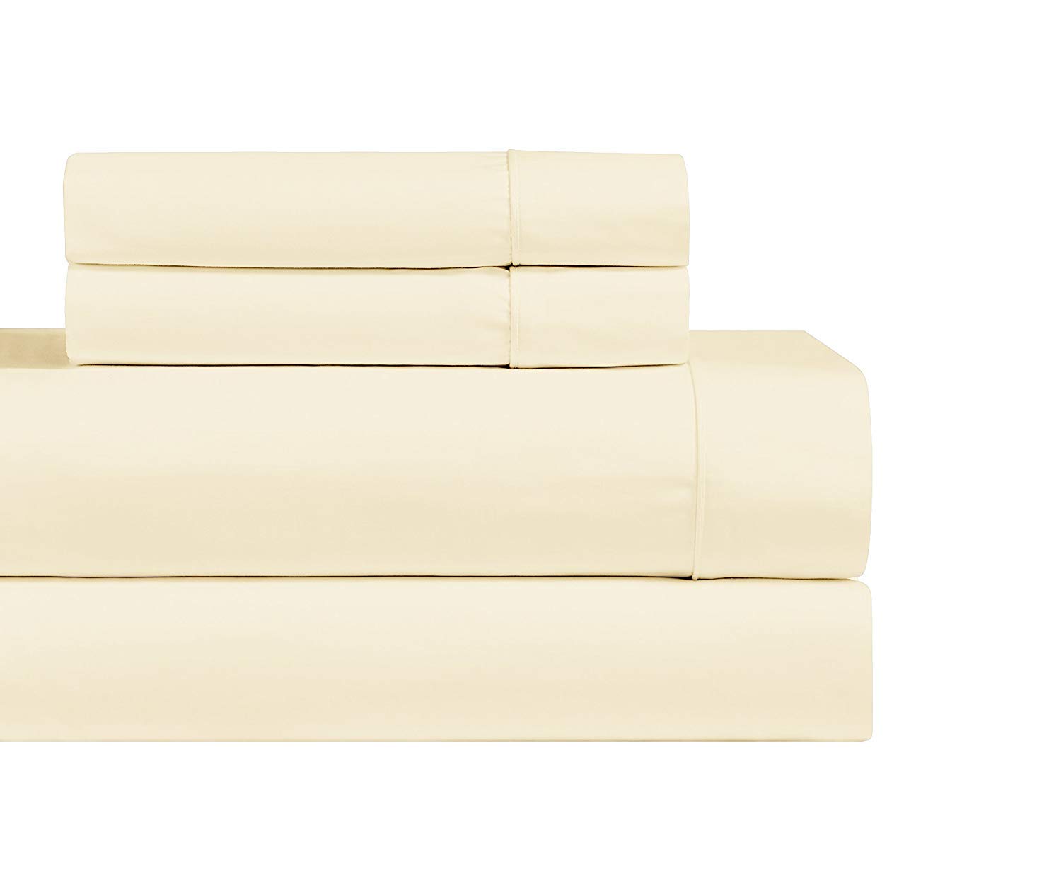 Solid 1000-Thread-Count 100-Percent Cotton 22-Inch Extra Deep Pocket Queen 4PC Bed Sheets Set Ivory