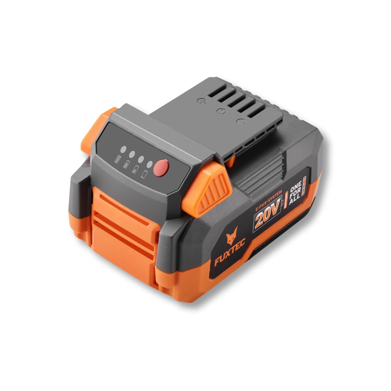 Fuxtec 20V Akku 5Ah FX-E1B5AH - leistungsstarke Li-Ion Batterie für 20V Gartengeräte & Werkzeuge mit integriertem LED An