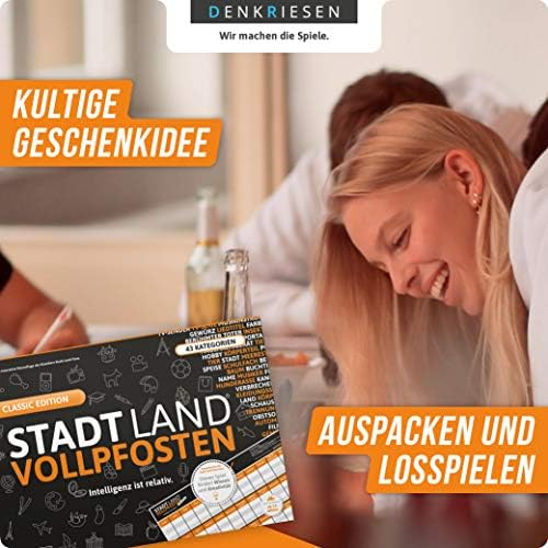 DENKRIESEN DEN40808 Stadt Land Full Post Pad (DIN A3) XXL Board Game, Mehrfarbig