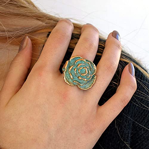 Rosa' Anello in bronzo patinato