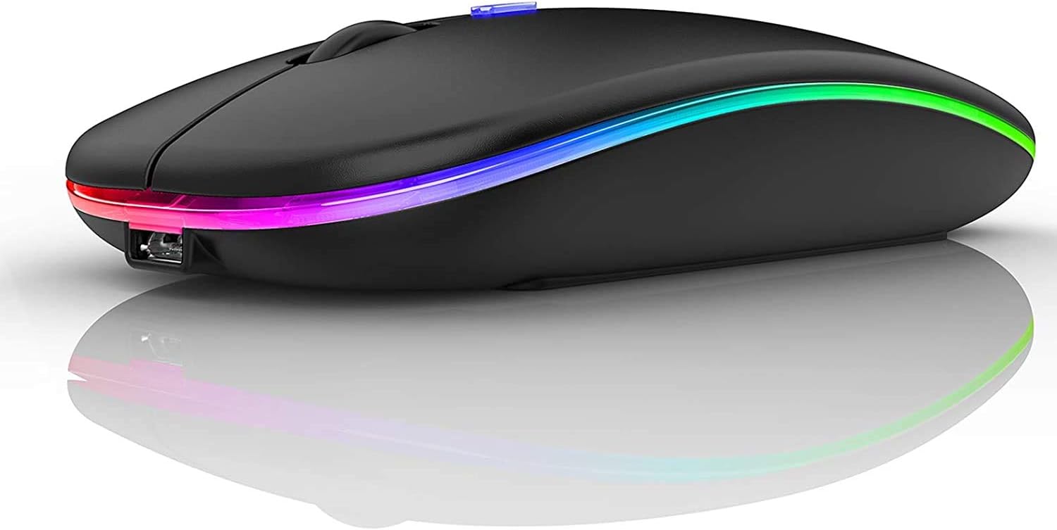 LED Wireless Mouse,Bluetooth Mouse for MacBook Air/MacBook pro/ Laptop/Mac/ipad/ipad Air/PC(LED Black)