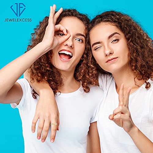 JEWELEXCESS Sterling Silver & 14K Gold over Silver Infinity Friendship Ring for Women | Personalized Sisters, Best Friends, Engagement, Wedding, Promise Eternity Knot Symbol Band2