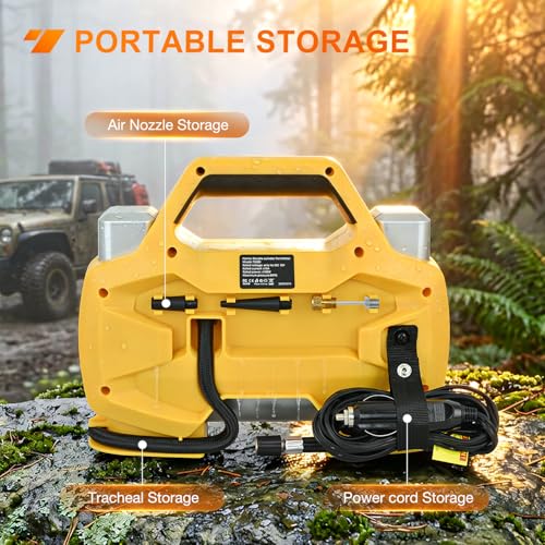 Image of Nilight Portable DC 12V Heavy Duty Tire Inflator Dual Cylinders and Dual Motors Tire Pump 150PSI Air Pumps Auto Shutoff with Screen and LED Light Air Compressor for Pickup Truck ORVs SUVs Cars