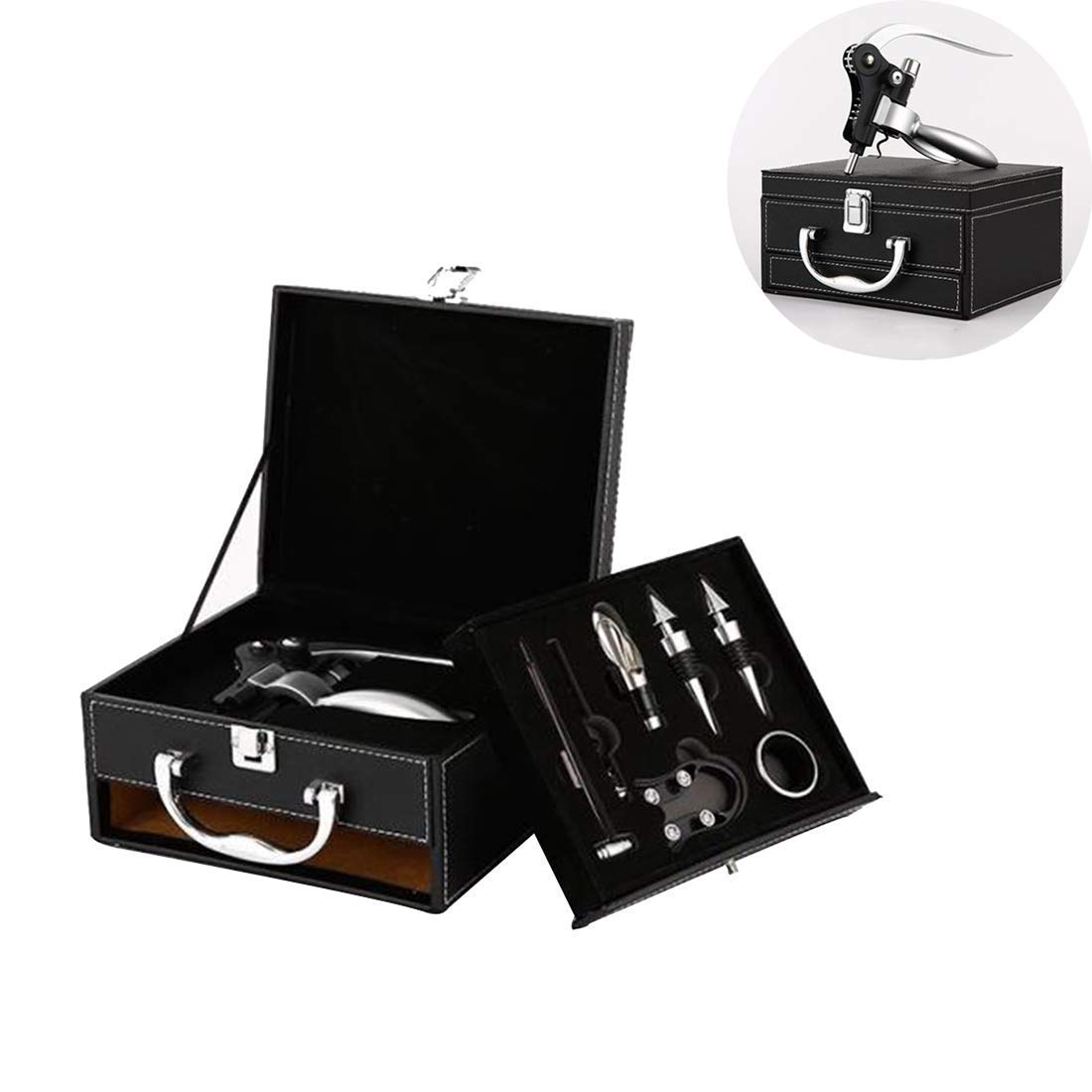 Edelstahl Weinöffner Profi Korkenzieher Set mit Folienschneider für Zuhause Restaurant Party und als Geschenk