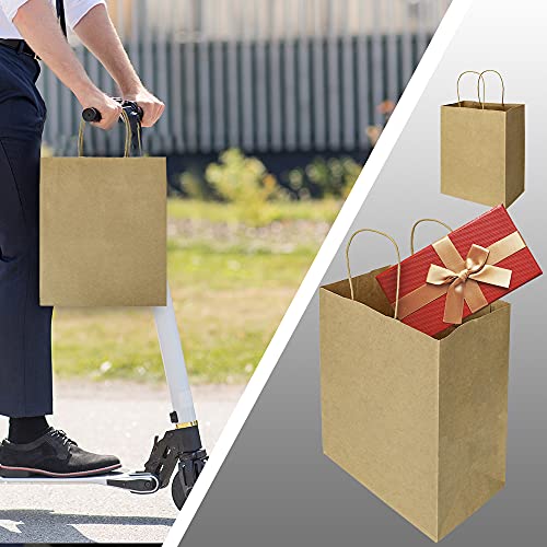 Bagmad B300-120 Sturdy 8X4.75X10 Inch 100 Pack Medium Thick Paper Bags With Handles Bulk, Bagmad Brown Kraft Bags thumb #5