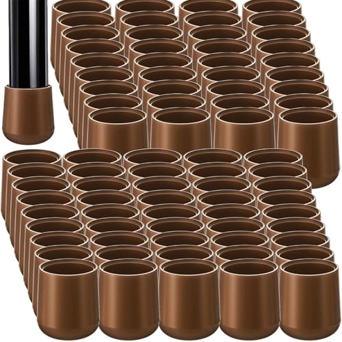Image of Jetec 300 Pcs Brown Folding Chair Leg Caps, 7 /8 Inch Round Protectors | Heavy-duty Plastic Glides, Non-marring Floor Protectors for Hardwood Tile Floors, Replacement Feet Tips, Round Tube Fit