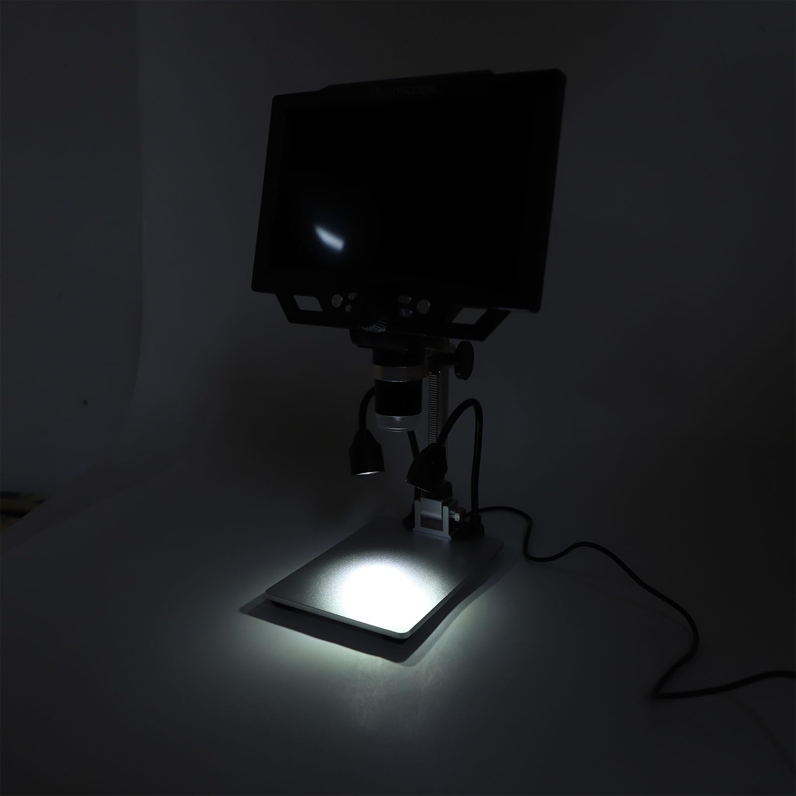 Digitalmikroskop, 9-Zoll-LCD-Digitalmikroskop-Lupe mit Licht, 12 MP, 1600-fache Vergrößerung, Lötmikroskop, 1080P, Münzmikroskop-Lupe für Pflanzen, Felsen