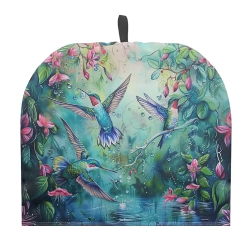 Image of Tea Pot Cozy Hummingbird Flowers Insulated Cup Sleeve Teapot Cover for Breakfast Teapot Kettle Warmer Dust Cover Home Decoration