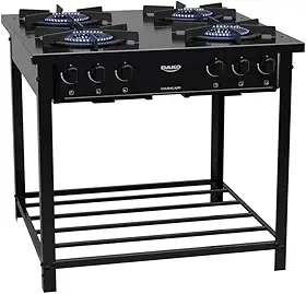Fogão Industrial 4 Bocas Preto com Tripla Chama Dako Couraçado
