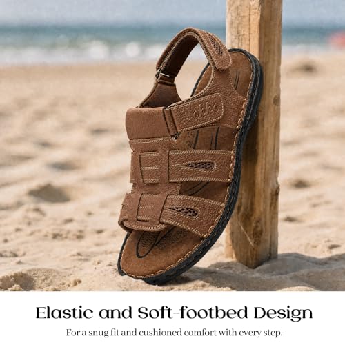 Image of OKKO Mens Leather Sandals Open Toe Athletic Fisherman Sandal Casual Summer Outdoor Shoes for Men