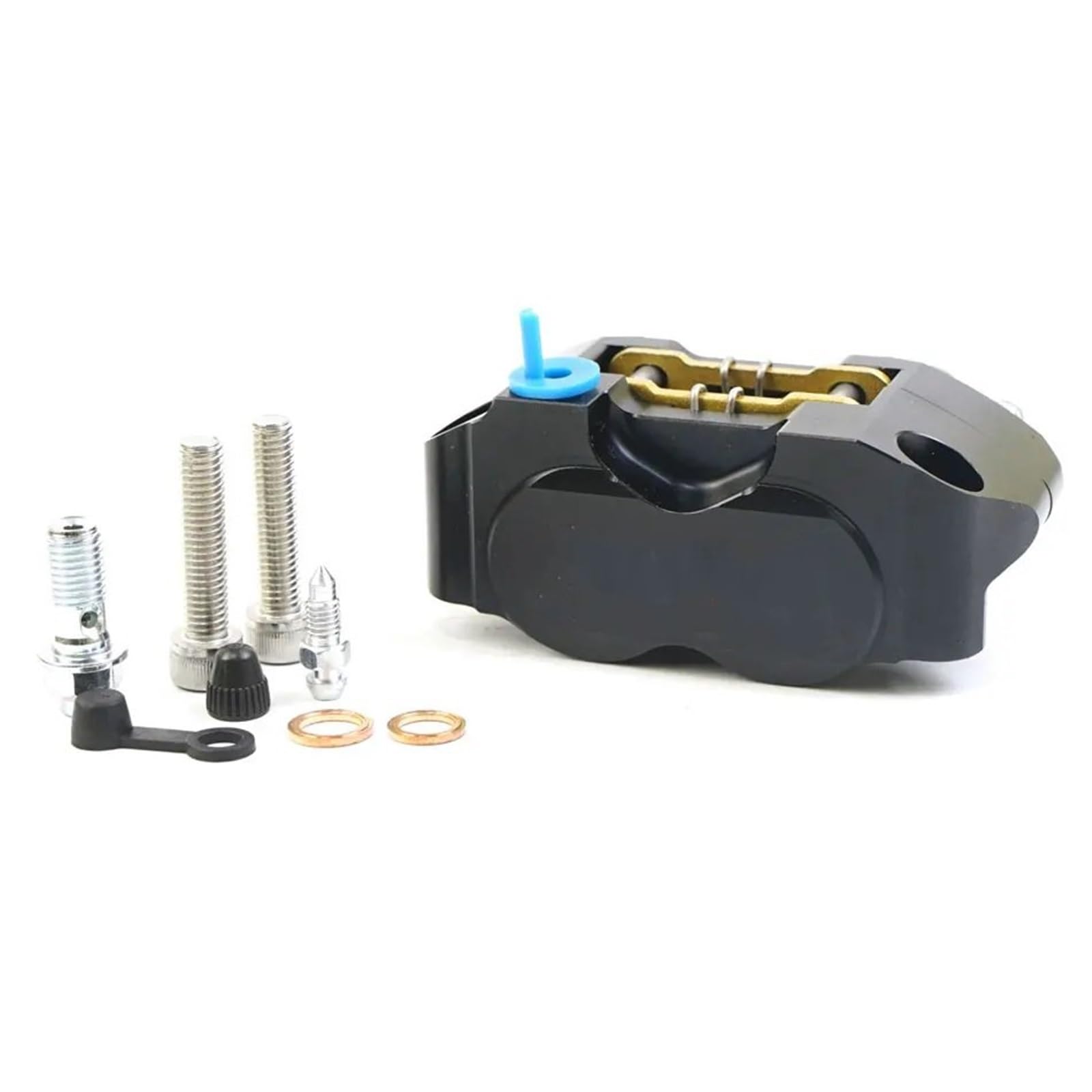 zacisków hamulcowych Zacisk hamulca motocyklowego 4 tłokowy montaż radialny 82 mm pasuje do Yamaha pasuje do skutera Kawasaki Rsz Jog mankietów prowadnicy(Black)