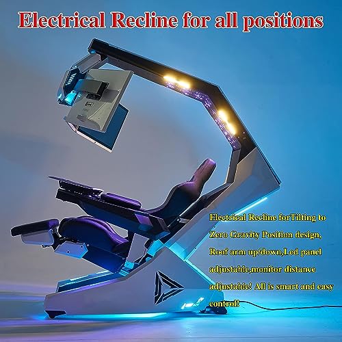 Luxury Video Gaming Chair, High-Back Swivel Chair, Computer Table and Chair, Tilt Lock + Lumbar Support + Adjustable Backrest, for 3 Screens Ceiling RGB - Image 4