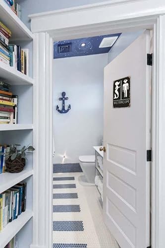 Nautical Restroom Sign - Pirate and Mermaid Themed Decor for Beach and Ocean Inspired Bathrooms | Funny Bathroom Sign, 12" * 8" (515) - Image 4