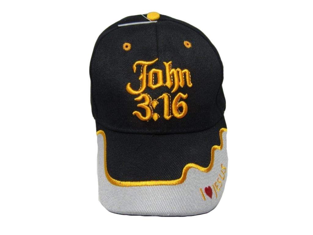 John 3:16 Jesus Christian Black Grey I Love Jesus Embroidered Cap Hat 834A