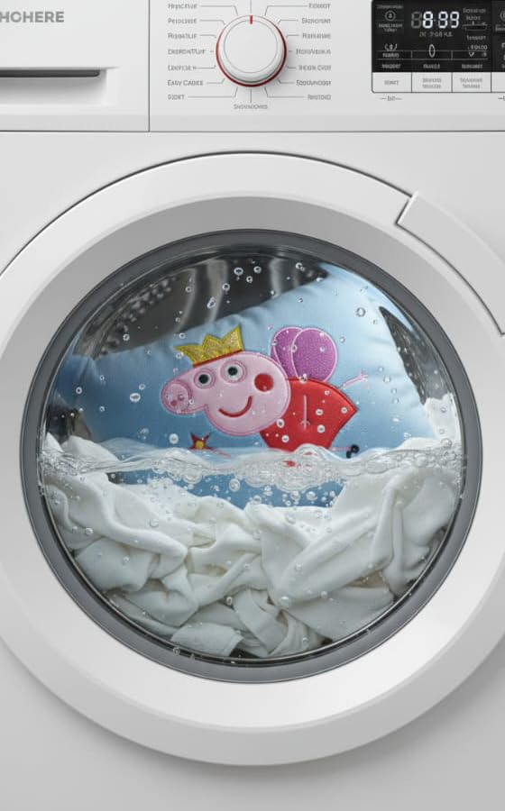 Pampam Toys Peppa Pig Decorative Plush Pillow, Blue and Red, Super Soft, Kids Room Decor, Fairy Theme with Crown 2