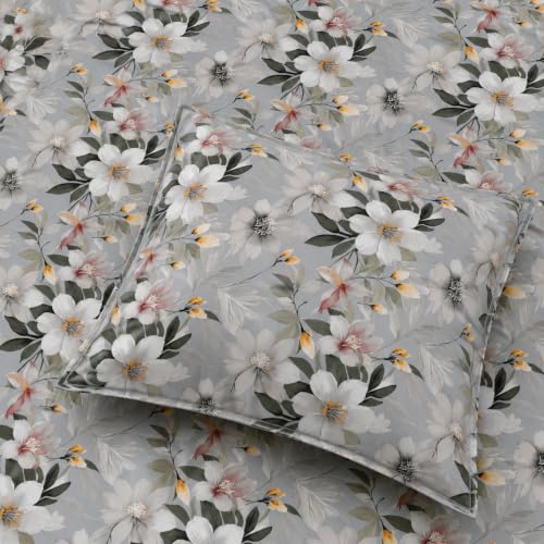 Image of 400TC Cotton Feel Glace Cotton Double Bed Fitted Bedsheet Set || Includes 1 Elastic Bedsheet King Size Cotton & 2 Pillow Covers (78 x 72 Inches, GreyMangla)