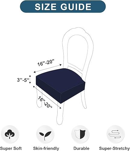 Miniatura 4 de Genina Juego de 4 fundas de asiento impermeables para sillas, fundas de asiento para sillas de comedor para cocina, fundas elásticas de jacquard