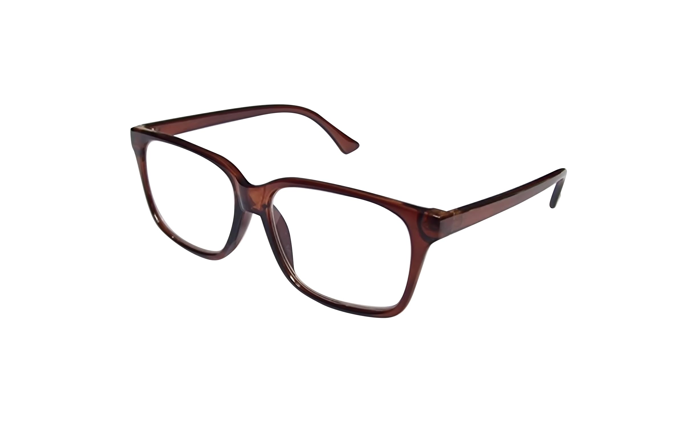 Fads & Fashions Unisex Shiny Brown Geek/Nerd Oversized Stylish Retro Sturdy Reading Glasses With Metal Hinges Model Tn44 (, 2.00)