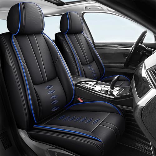 Image of Car Seat Covers for Neon,for Dodge Neon 2000-2005,Leather Front Seat Covers,Airbag-Compatible Car Seat Protectors,Waterproof Seat Cover for Cars(Black+Blue,2PCS Only)